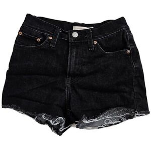 Levi's High Rise‎ (Womens 25) Denim Jeans Shorts Black Raw Hem 24"x3" Inseam